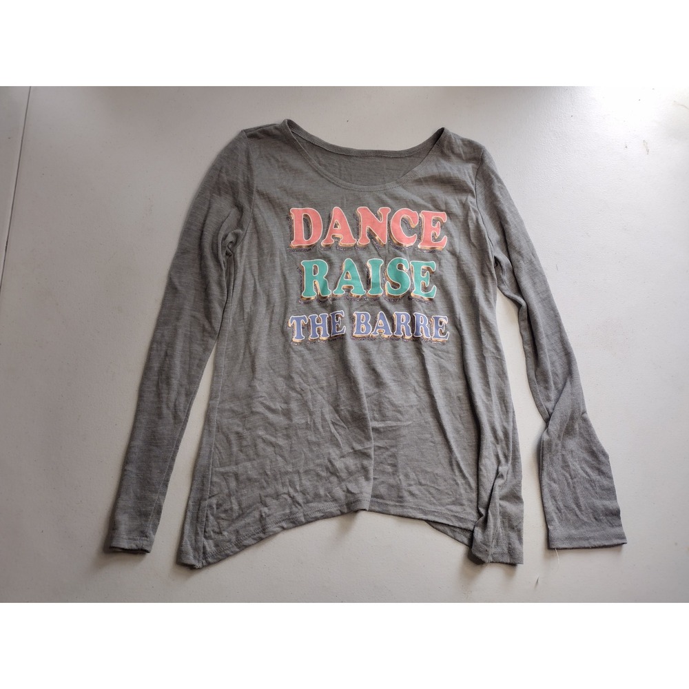 Kids Girls Size 10 Gray Active Tee Dance Raise The Barre‎ Long Sleeve